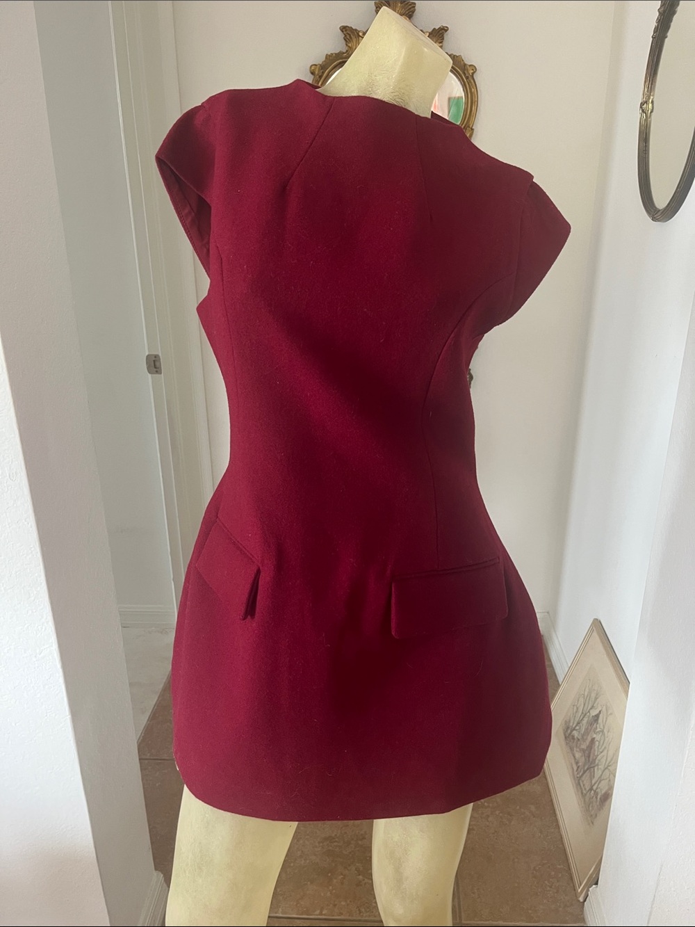 REVOLVE Line & Dot Burgundy Wool Dress